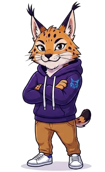 El lince de Lynx con los brazos cruzados, listo para atender